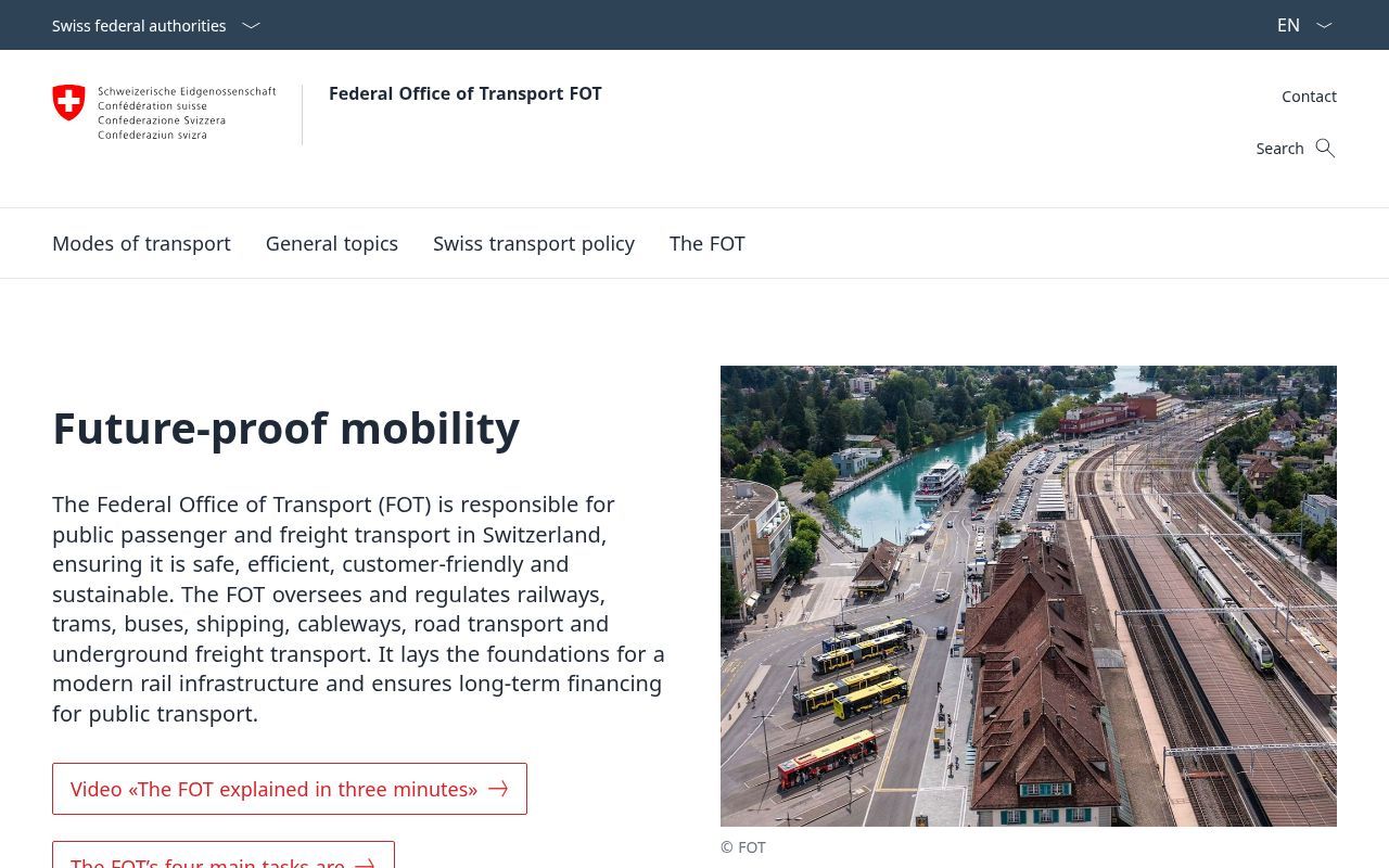 Homepage screenshot of bav.admin.ch