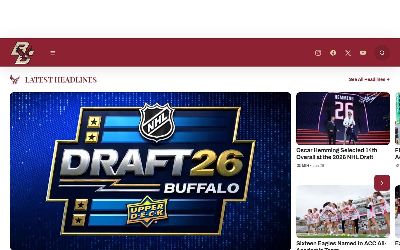Homepage screenshot of bceagles.com