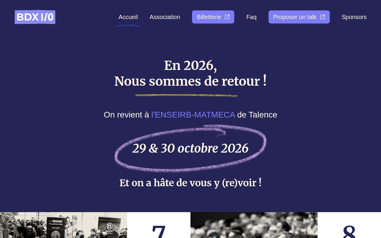 Homepage screenshot of bdxio.fr