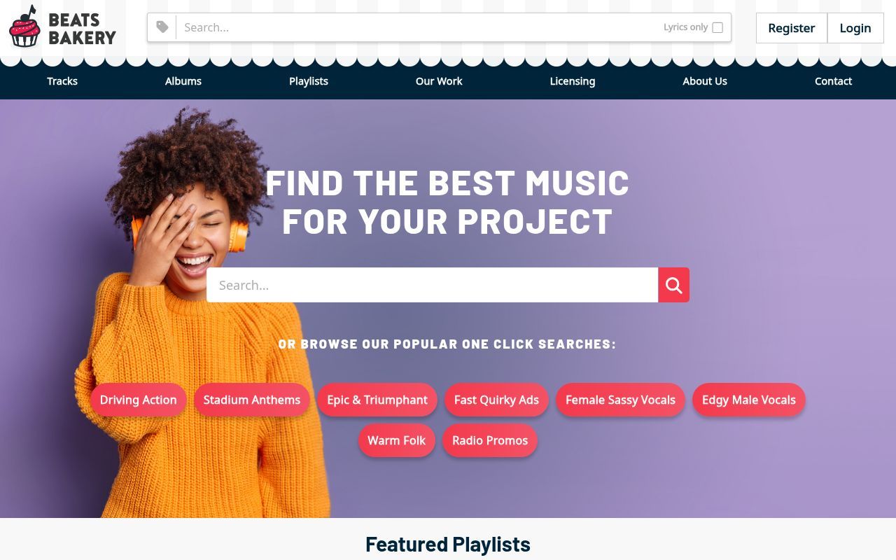 Homepage screenshot of beatsbakery.com