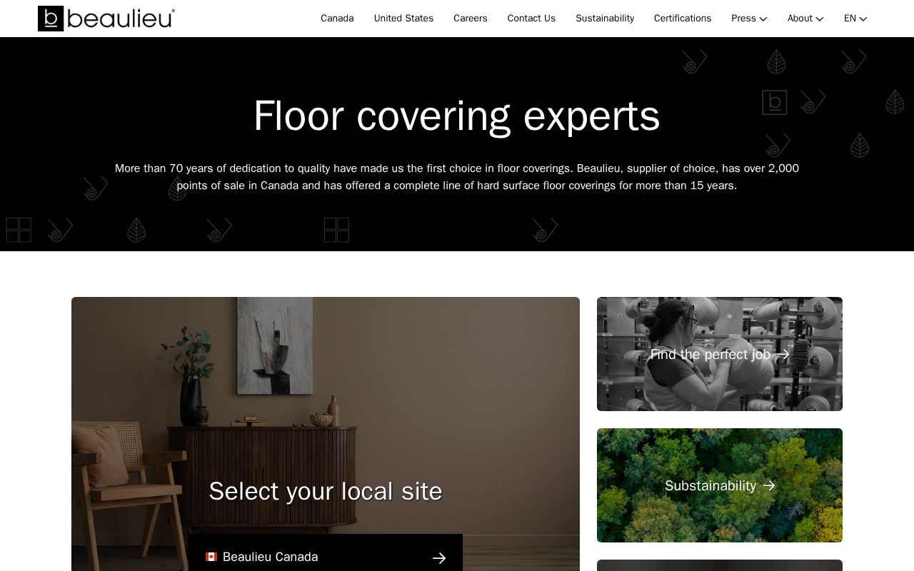 Homepage screenshot of beaulieucanada.com