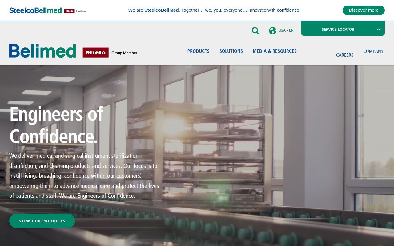 Homepage screenshot of belimed.com