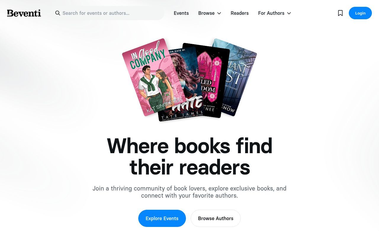 Homepage screenshot of beventi.co