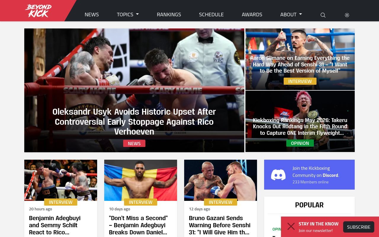Homepage screenshot of beyondkick.com