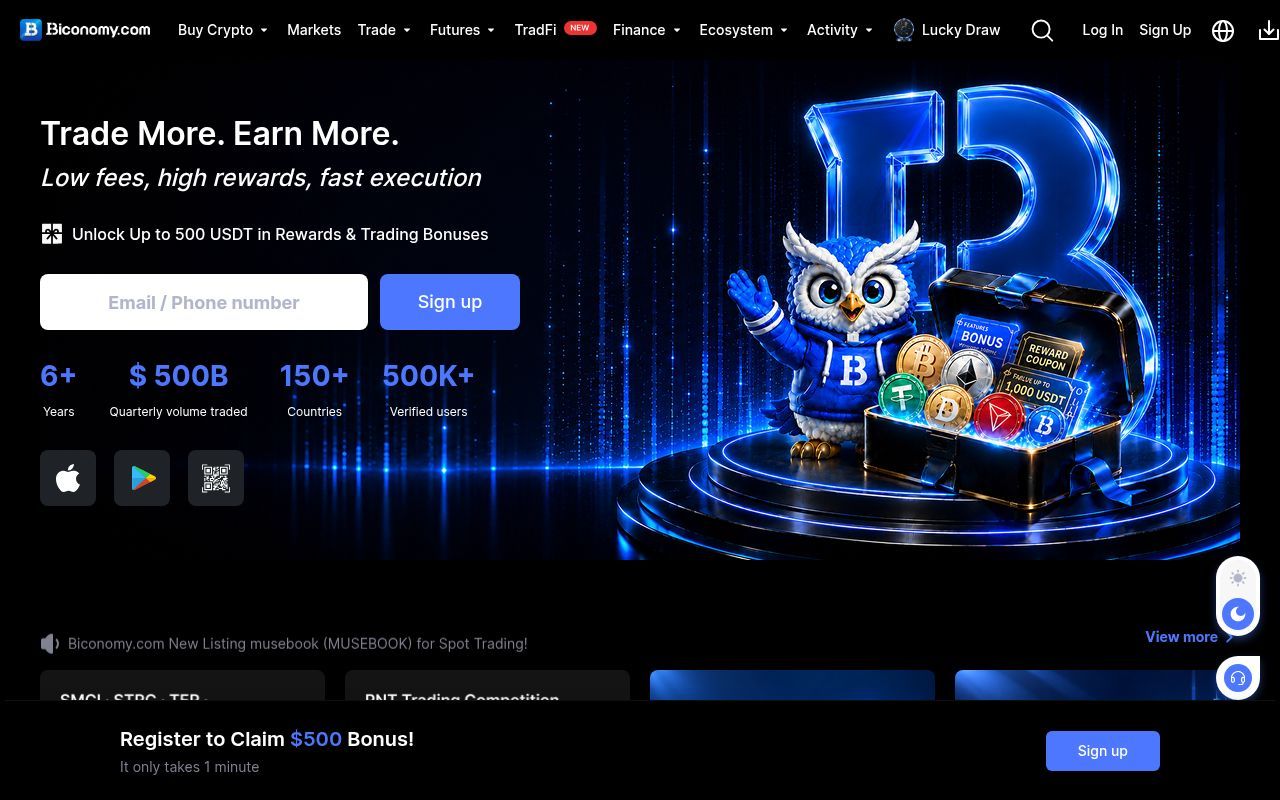 Homepage screenshot of biconomy.com