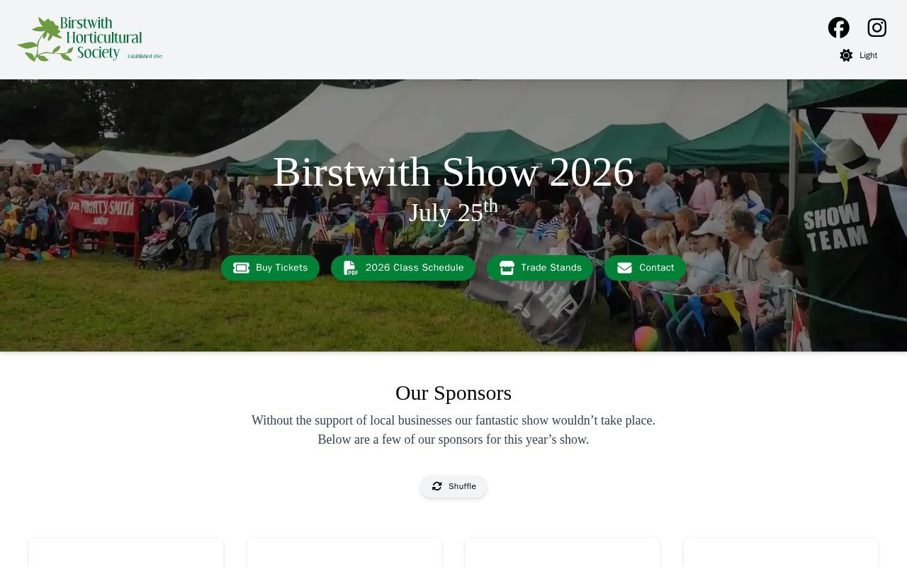 Homepage screenshot of birstwithshow.com