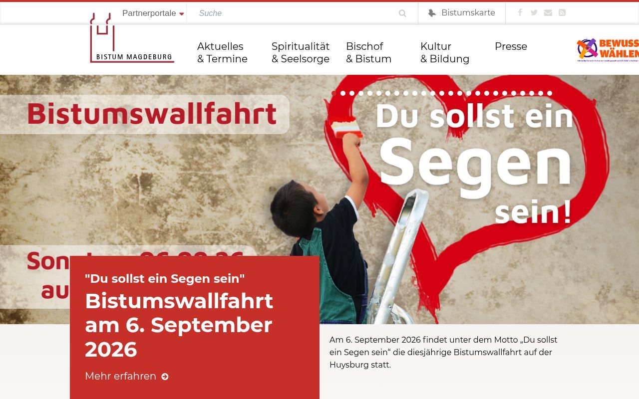 Homepage screenshot of bistum-magdeburg.de