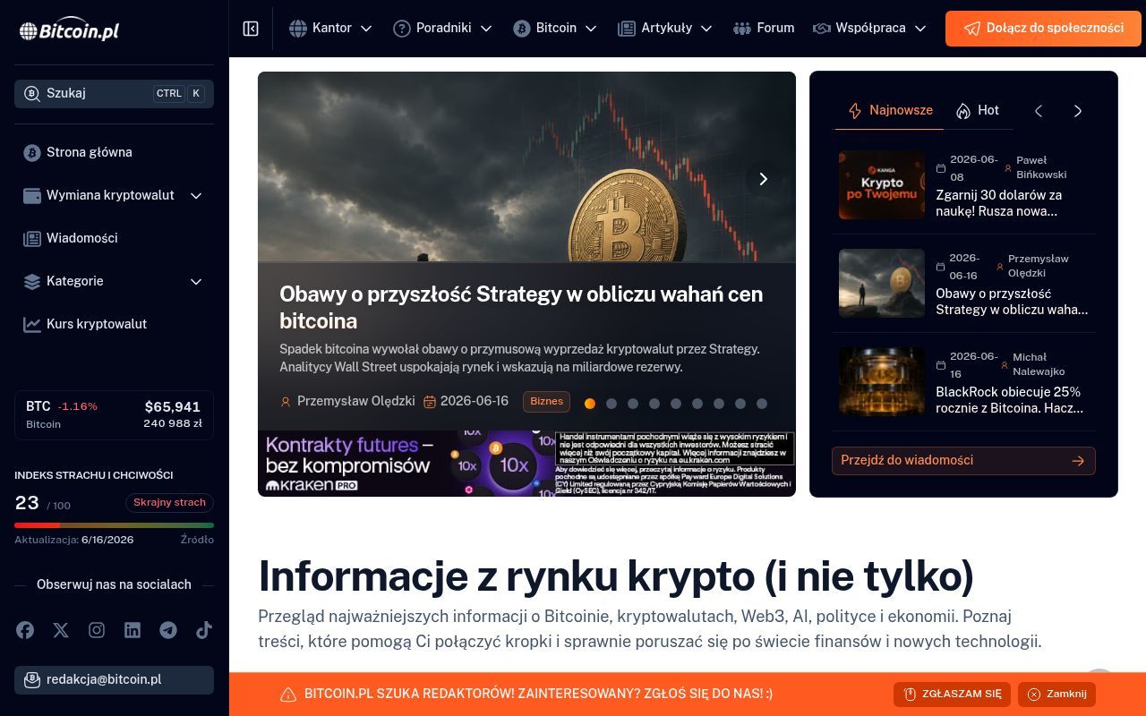 Homepage screenshot of bitcoin.pl