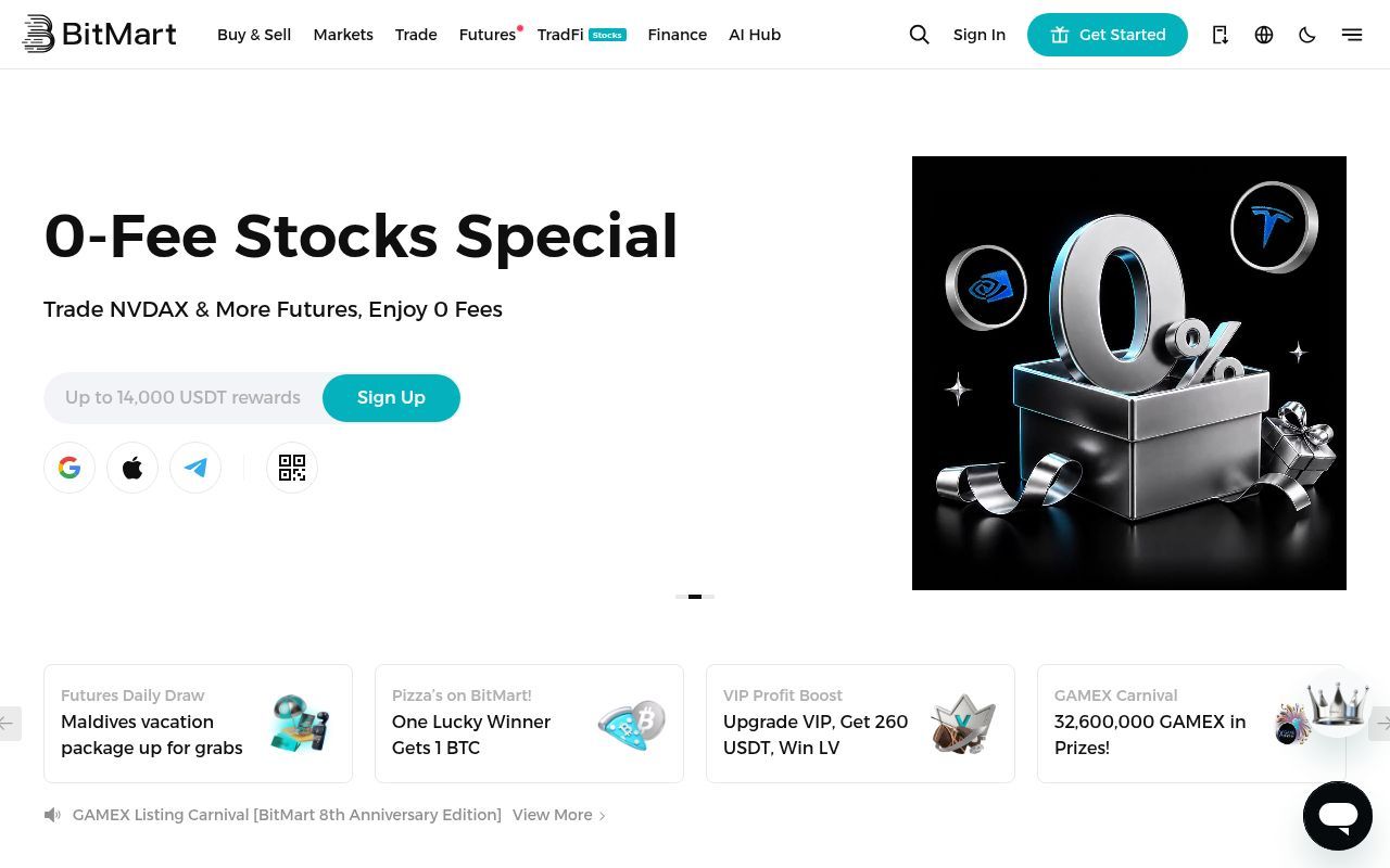 Homepage screenshot of bitmart.com