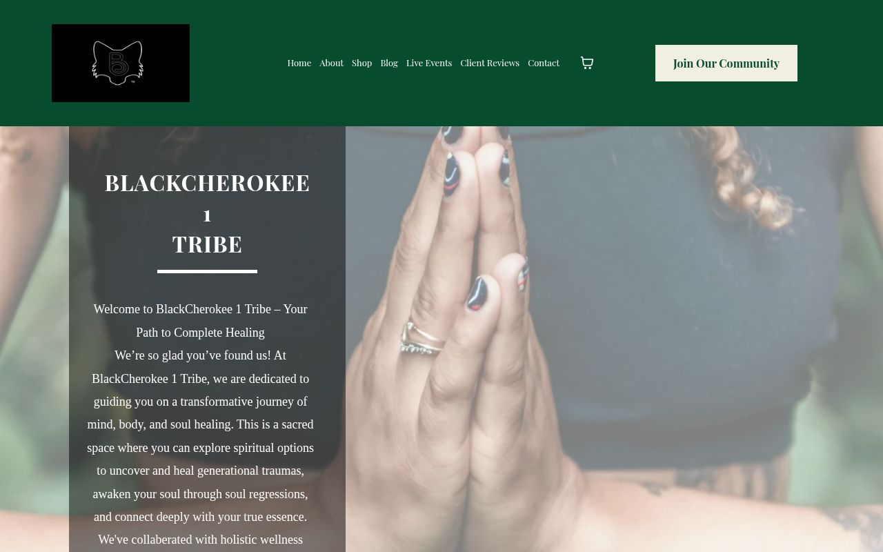 Homepage screenshot of blackcherokee1tribe.com