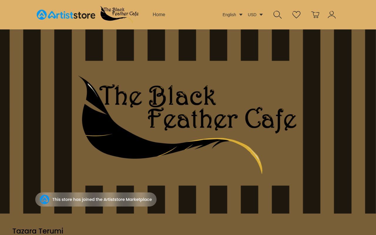 Homepage screenshot of blackfeathercafe.artiststore.com