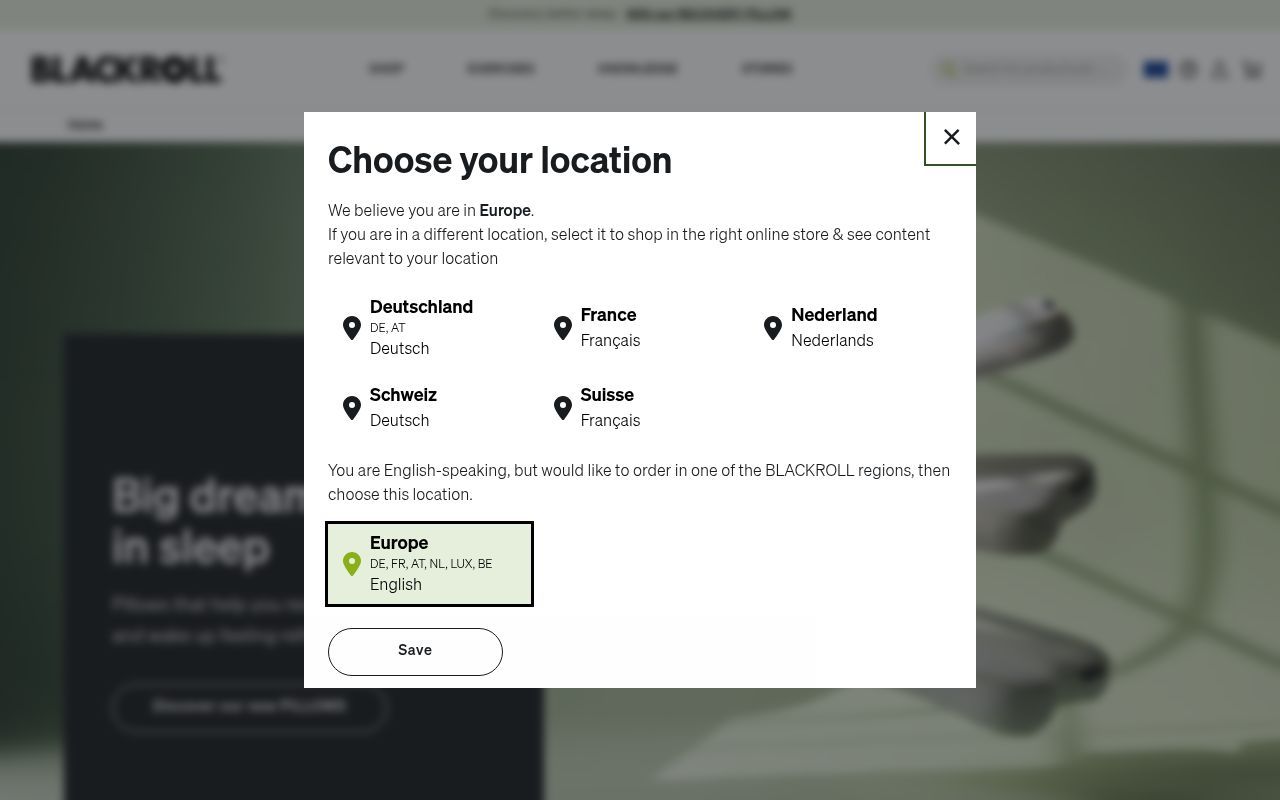 Homepage screenshot of blackroll.com