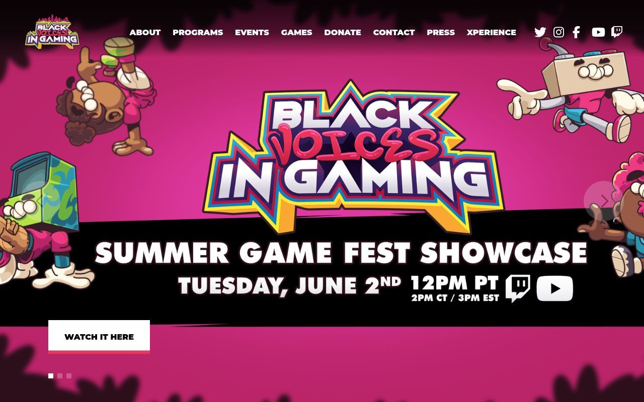 Homepage screenshot of blackvoicesingaming.com