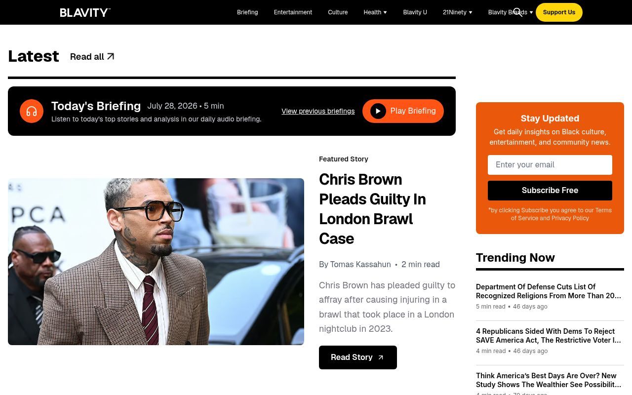 Homepage screenshot of blavity.com
