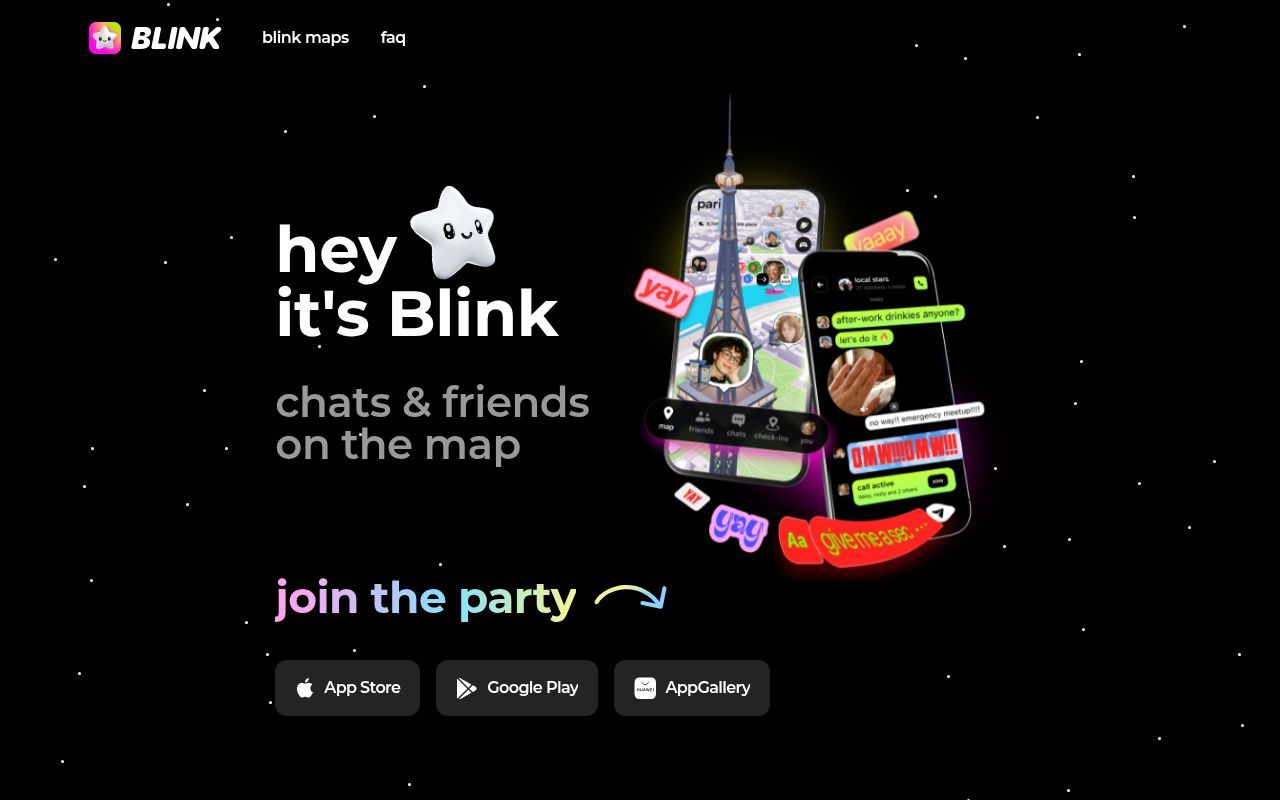 Homepage screenshot of blinkmap.com
