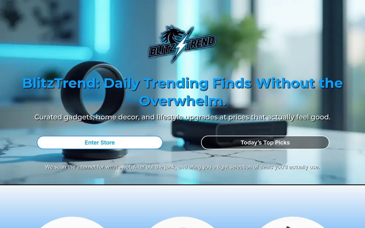 Homepage screenshot of blitztrend.shop