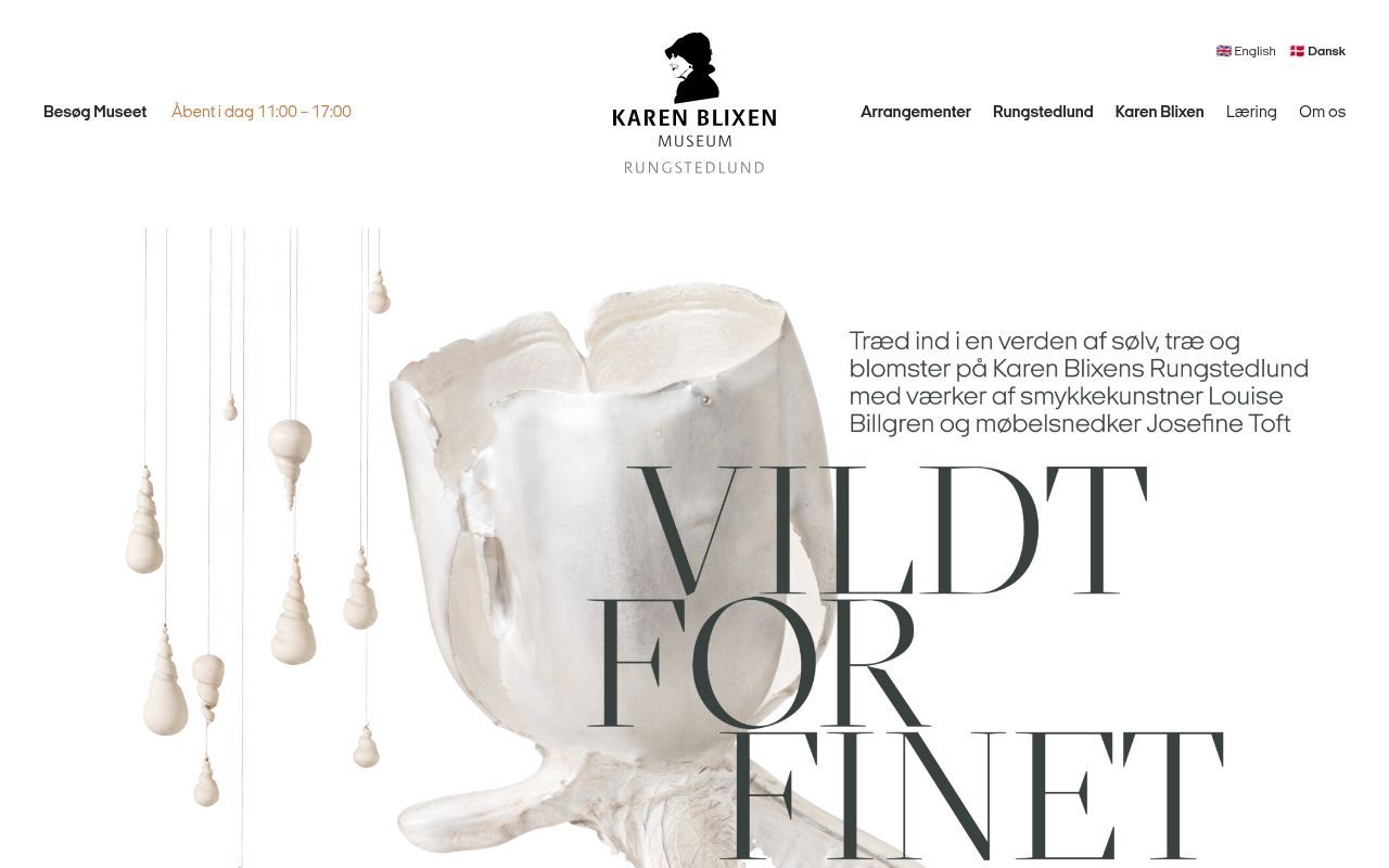 Homepage screenshot of blixen.dk