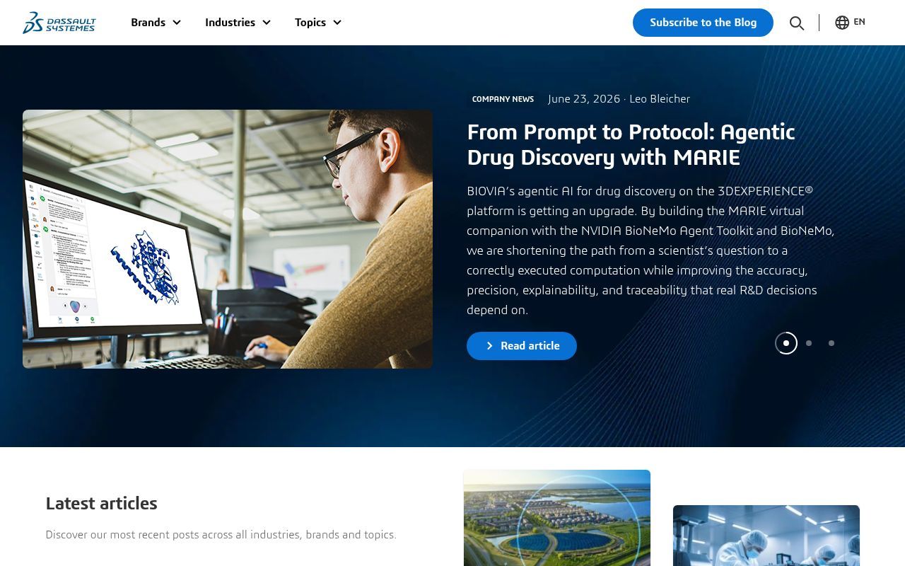 Homepage screenshot of blog.3ds.com