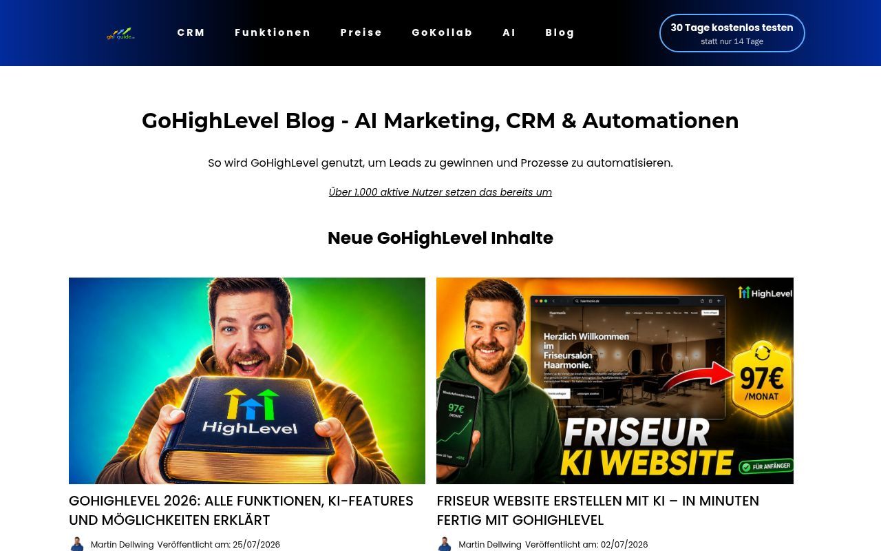 Homepage screenshot of blog.ghl-guide.de