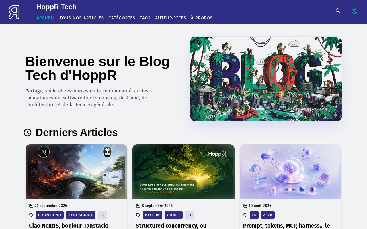 Homepage screenshot of blog.hoppr.tech