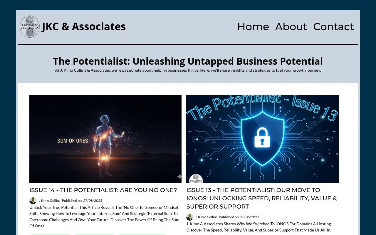 Homepage screenshot of blog.jkcassoc.com