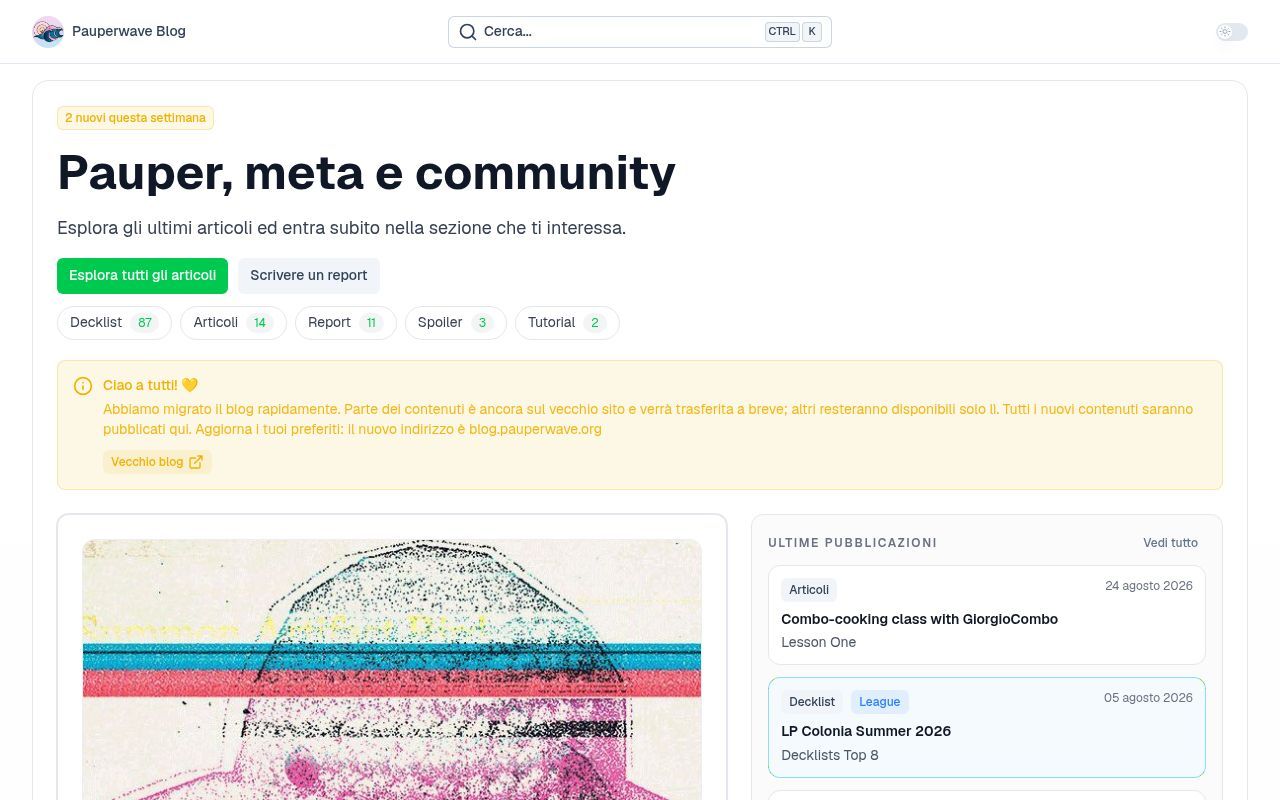 Homepage screenshot of blog.pauperwave.org