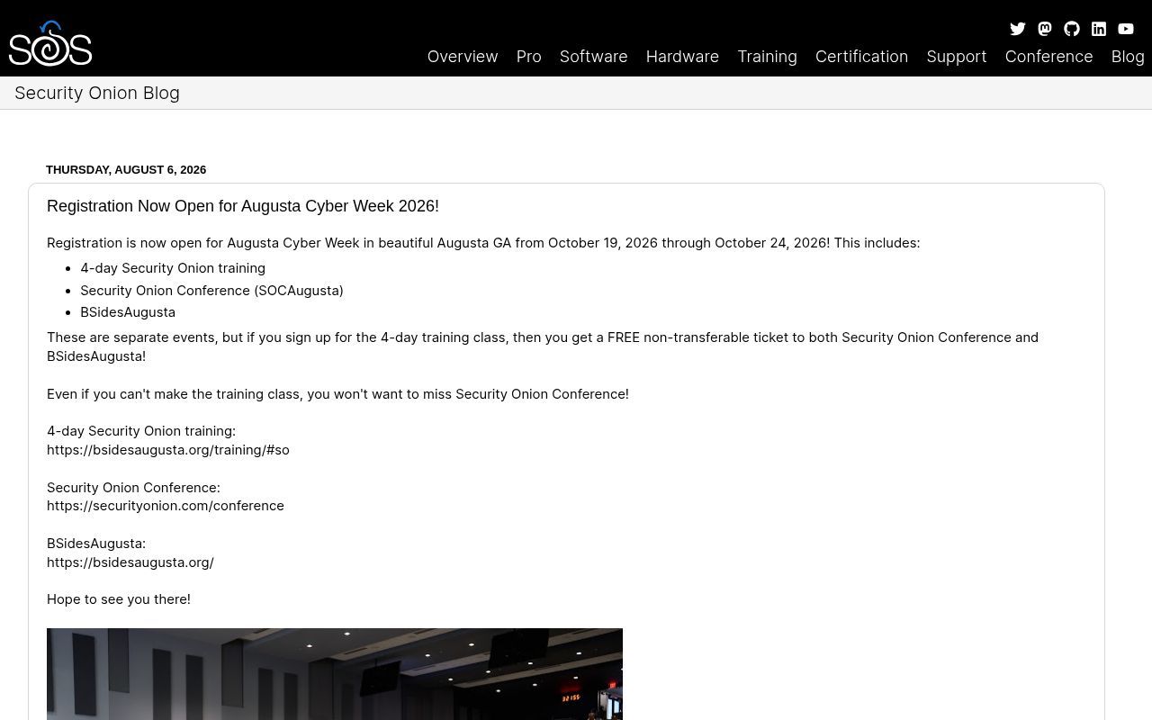 Homepage screenshot of blog.securityonion.net