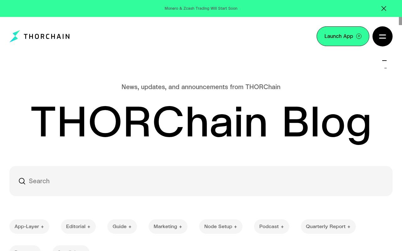 Homepage screenshot of blog.thorchain.org