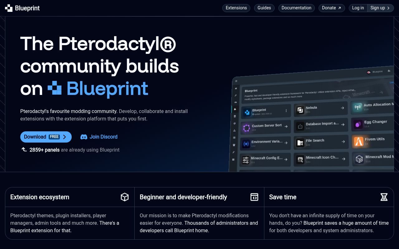 Homepage screenshot of blueprint.zip