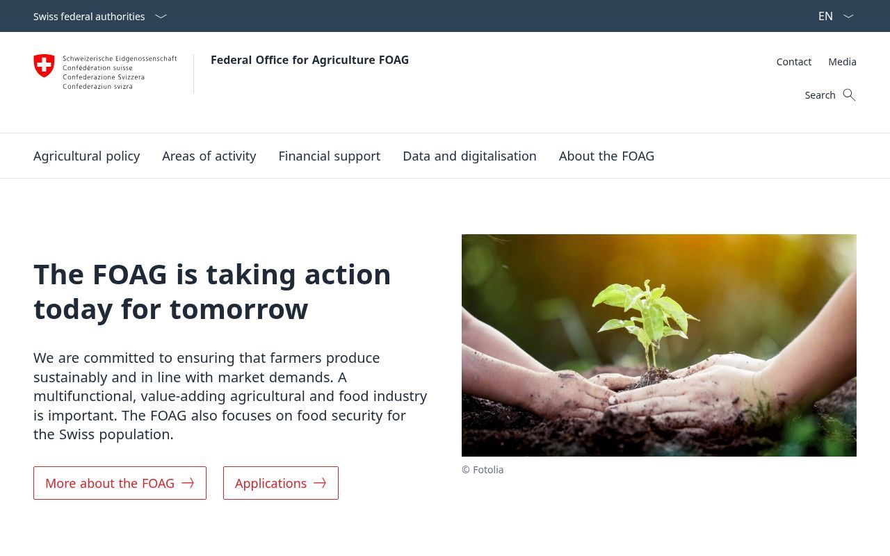 Homepage screenshot of blw.admin.ch