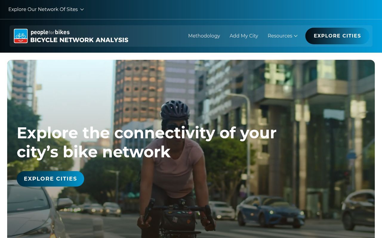 Homepage screenshot of bna.peopleforbikes.org