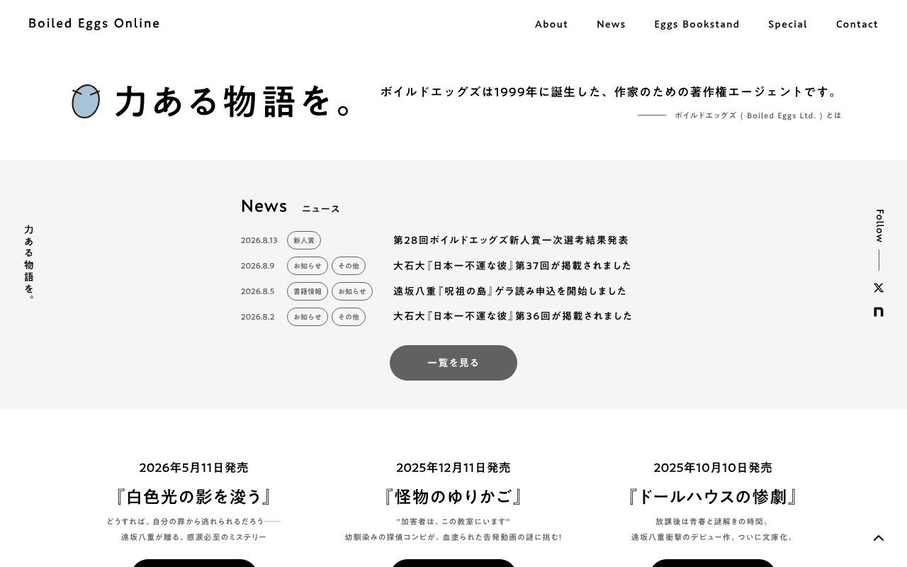 Homepage screenshot of boiledeggs.com