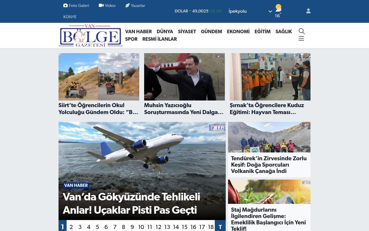 Homepage screenshot of bolgegazetesivan.com
