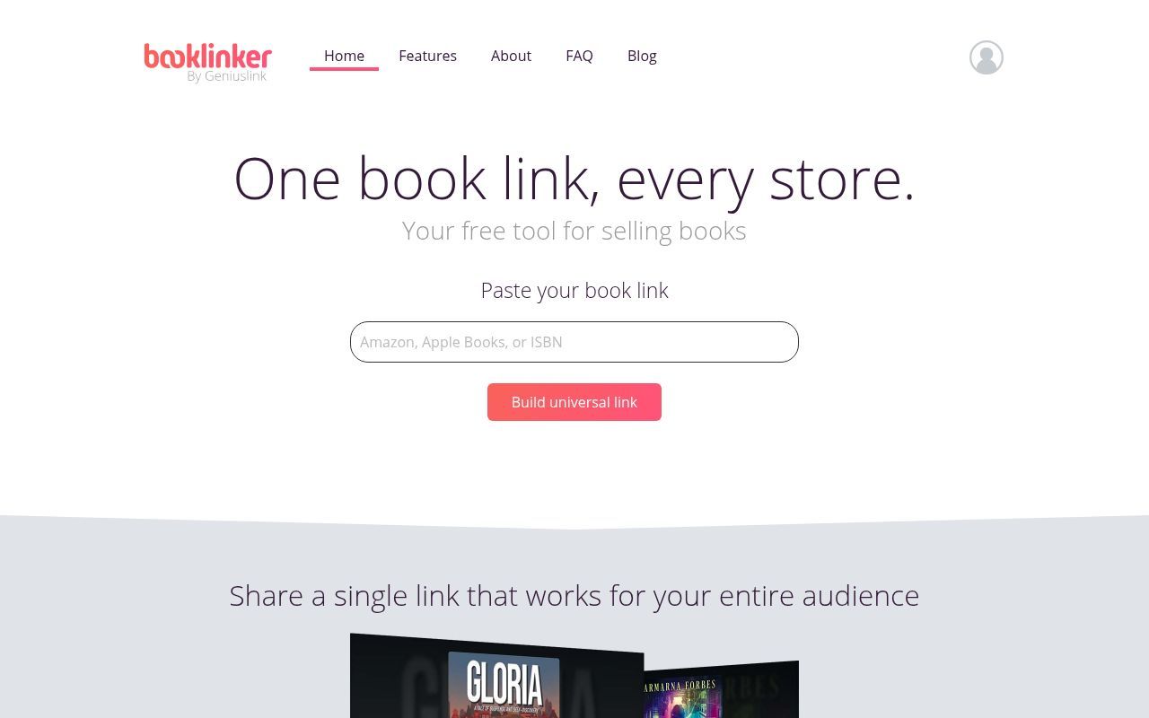 Homepage screenshot of booklinker.com