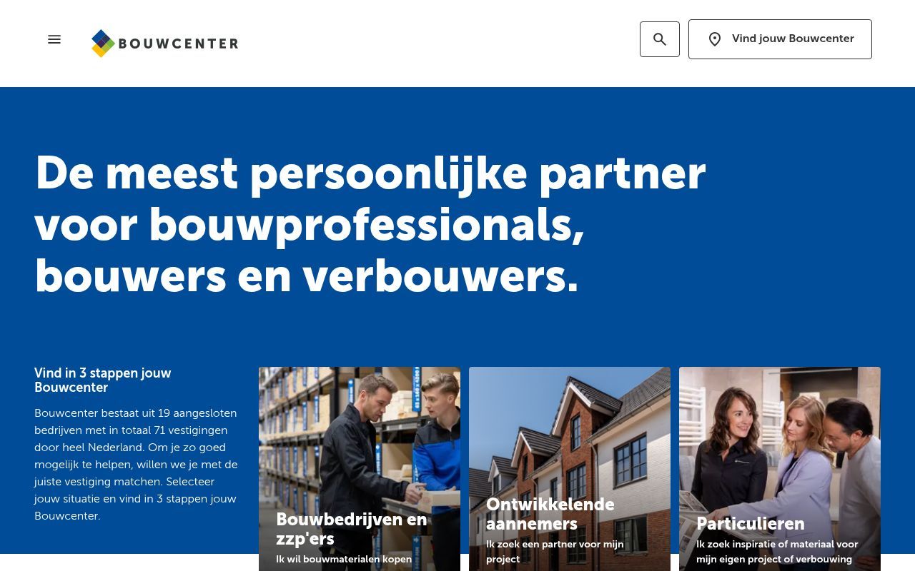 Homepage screenshot of bouwcenter.nl