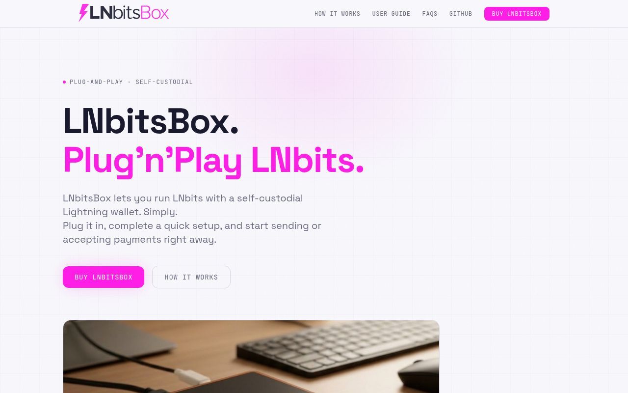 Homepage screenshot of box.lnbits.com