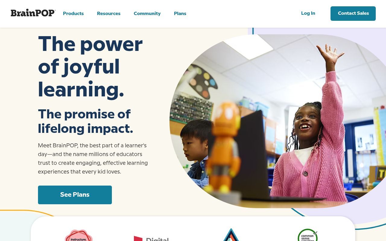 Homepage screenshot of brainpop.com