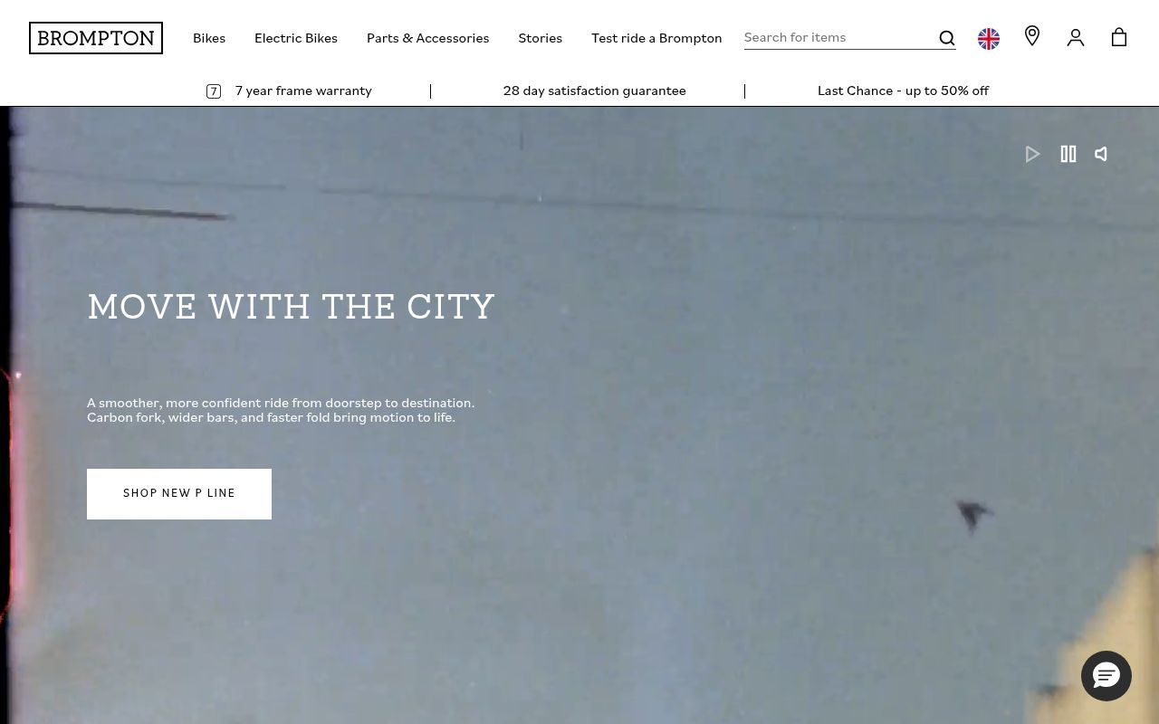 Homepage screenshot of brompton.com