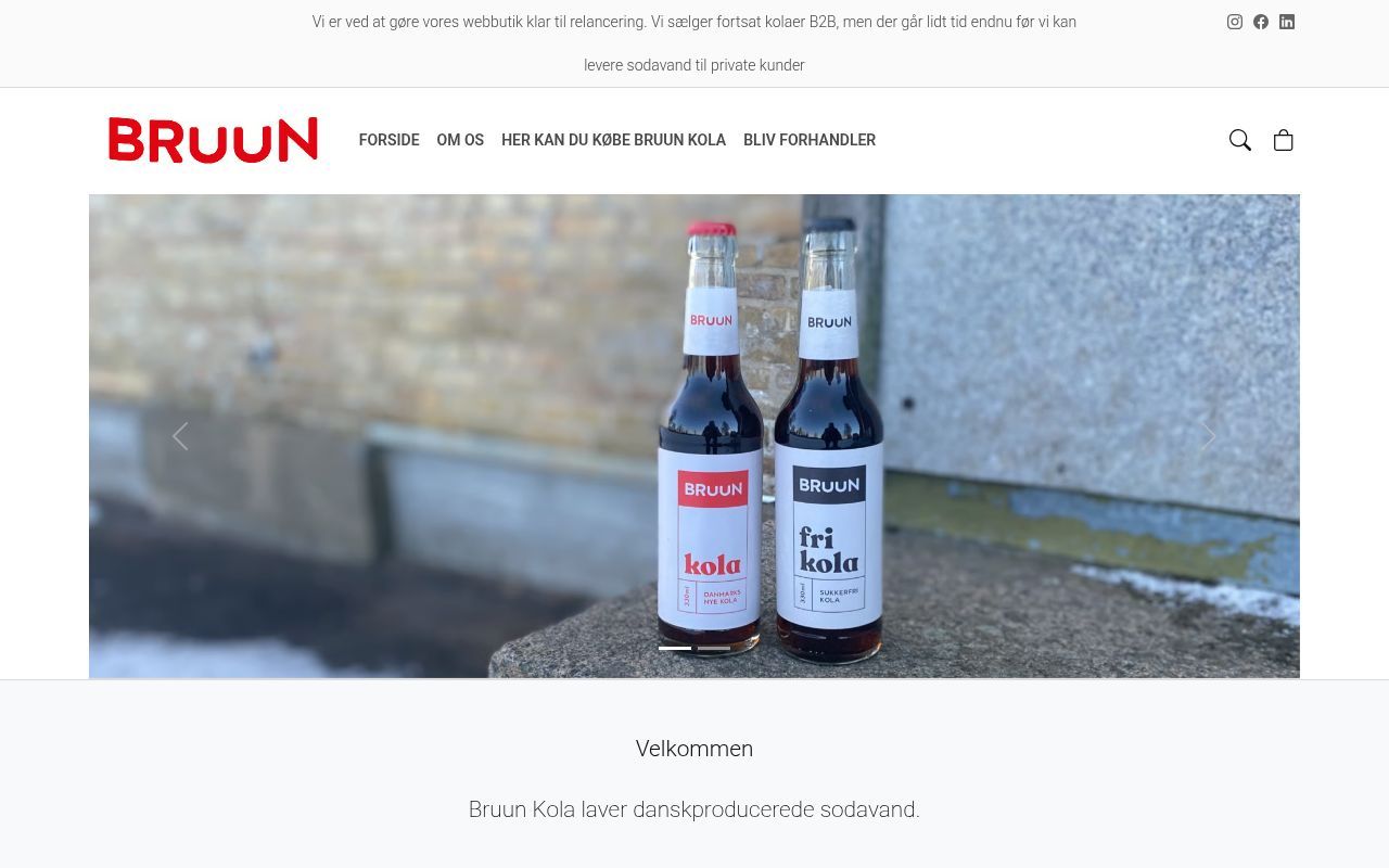 Homepage screenshot of bruunkola.dk
