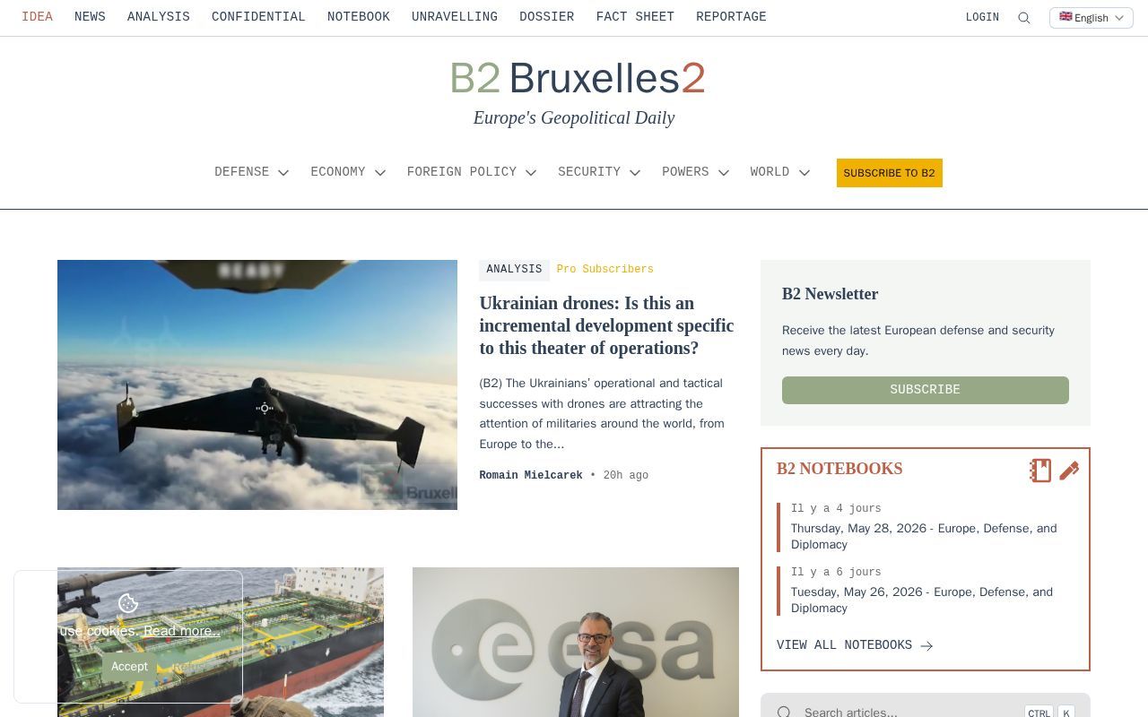 Homepage screenshot of bruxelles2.eu