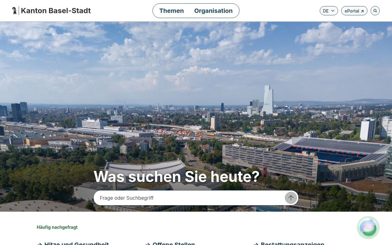 Homepage screenshot of bs.ch
