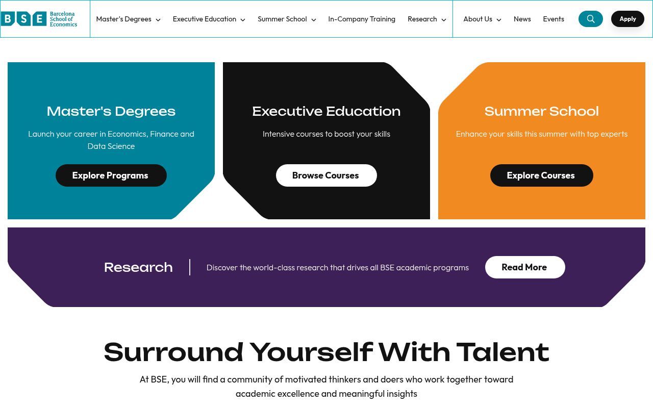 Homepage screenshot of bse.eu