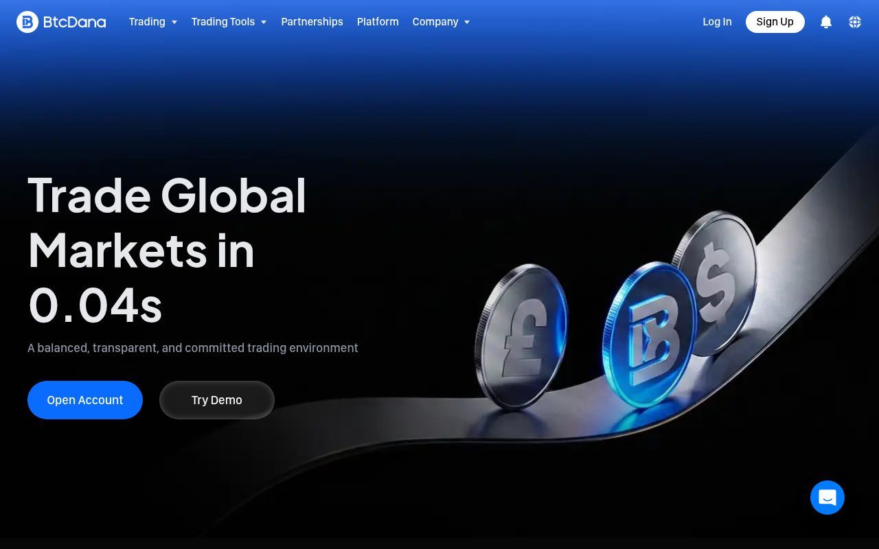 Homepage screenshot of btcdana.com