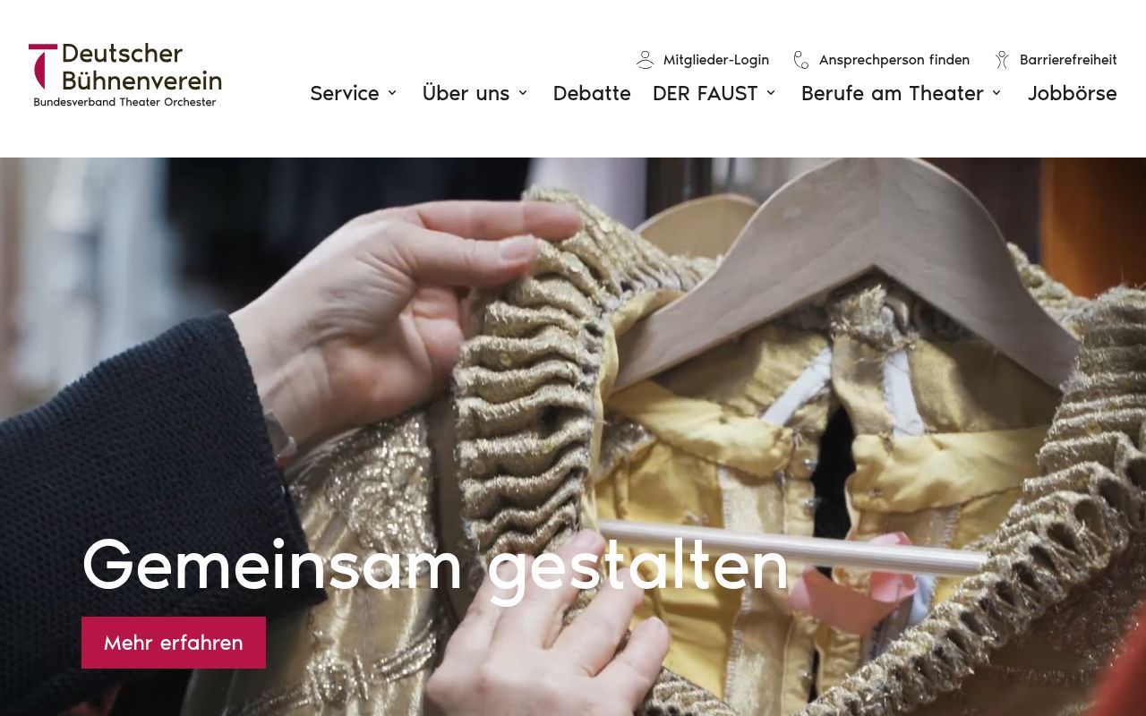 Homepage screenshot of buehnenverein.de
