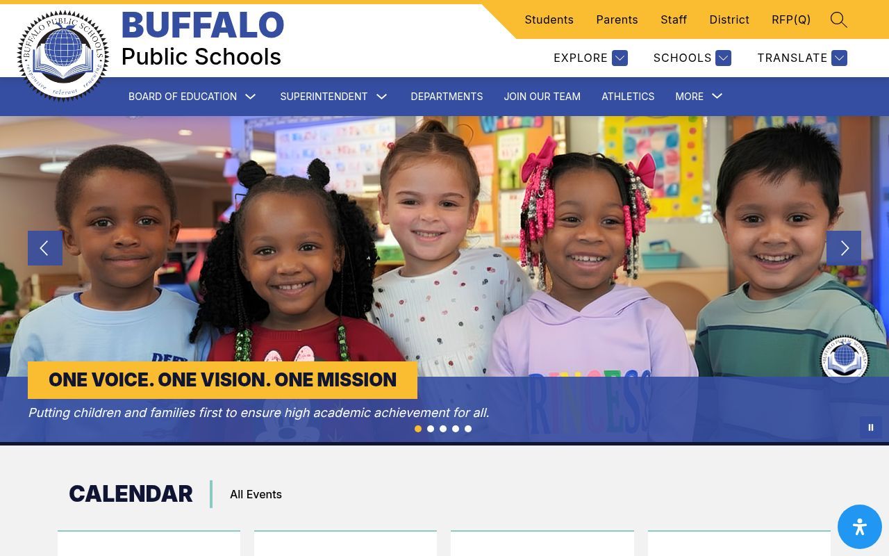 Homepage screenshot of buffaloschools.org
