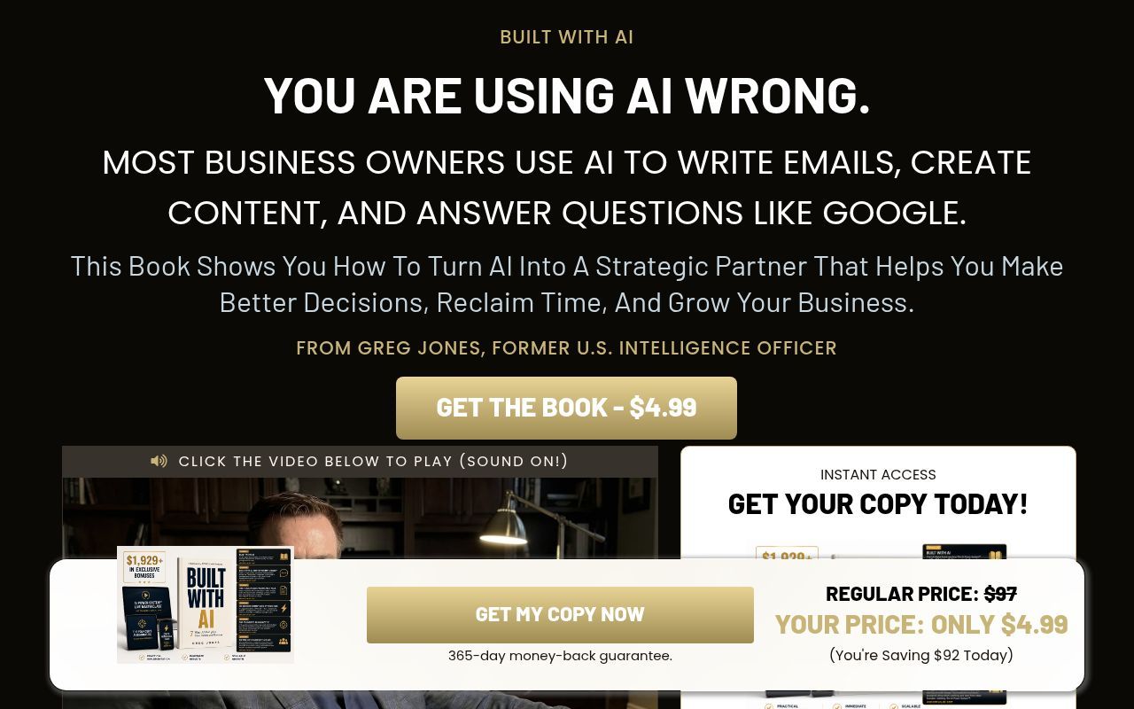 Homepage screenshot of builtwithaibook.com