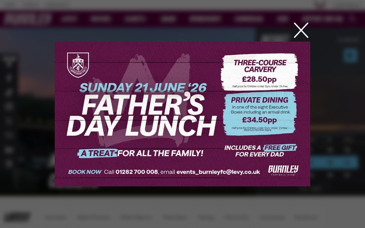 Homepage screenshot of burnleyfootballclub.com