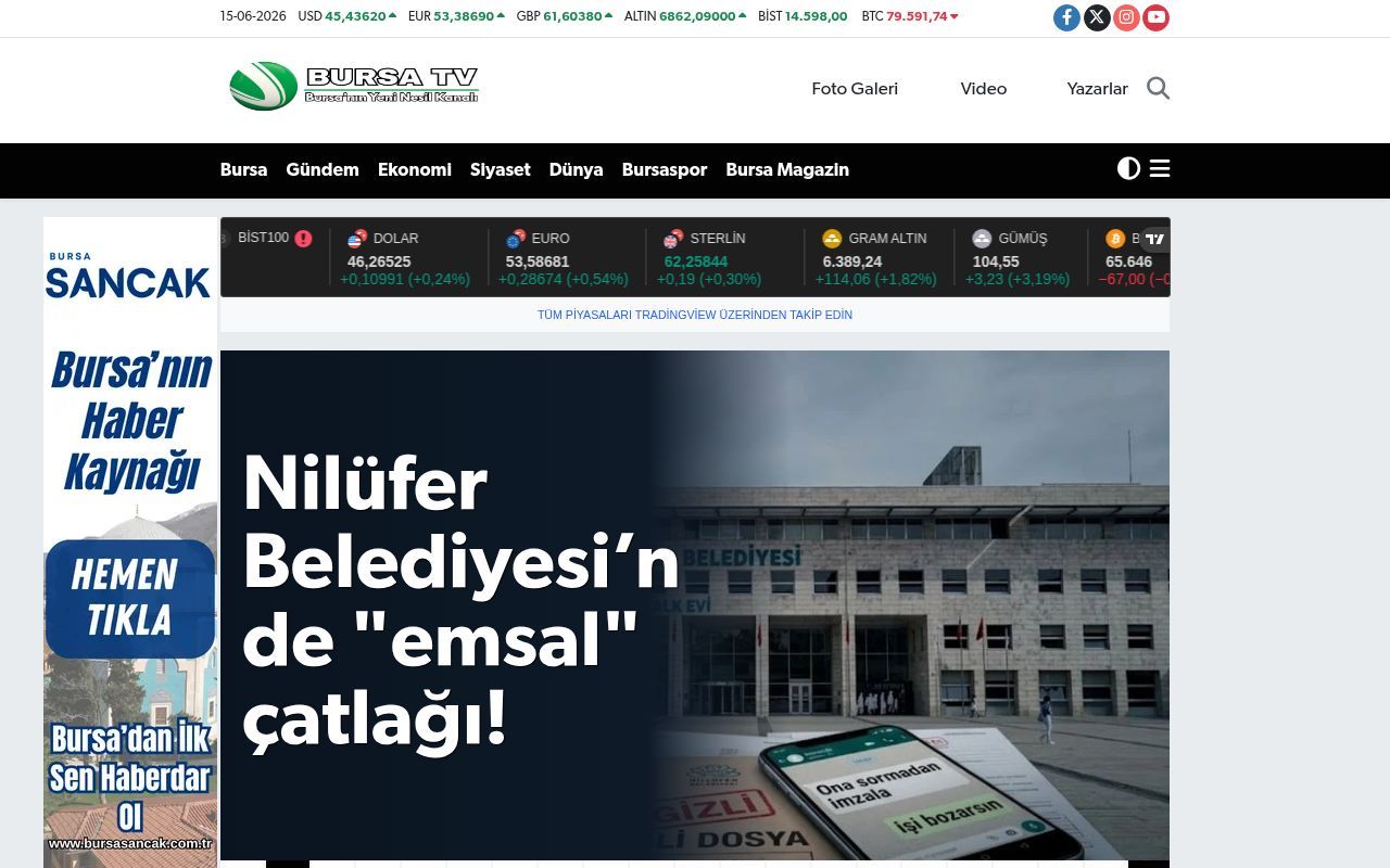 Homepage screenshot of bursatv.com.tr