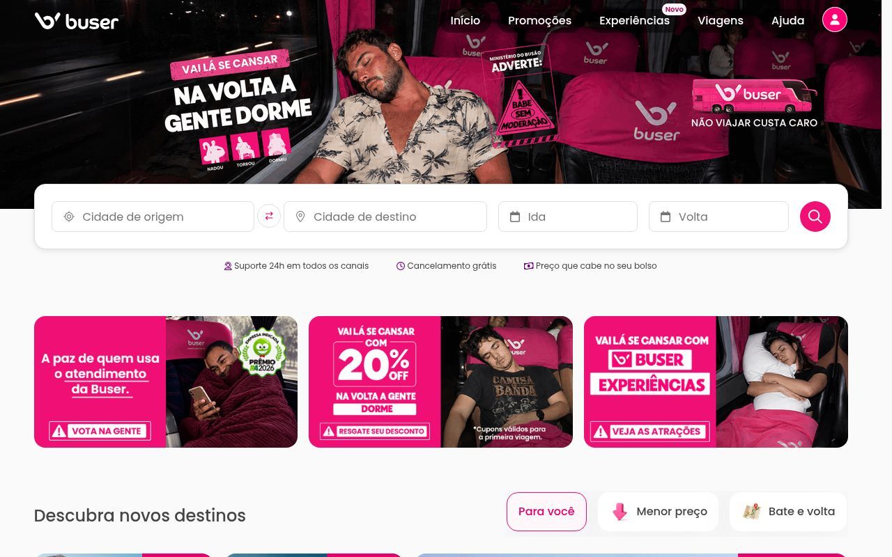 Homepage screenshot of buser.com.br