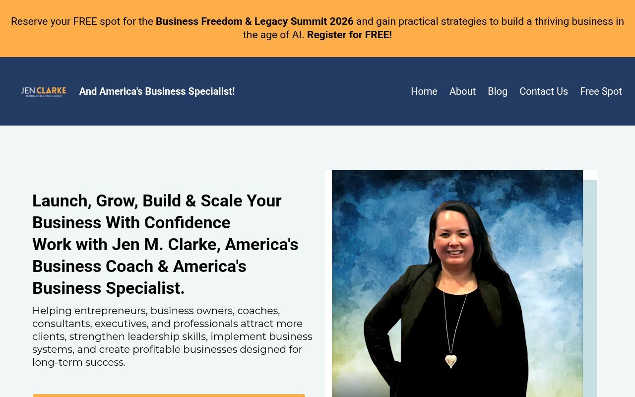 Homepage screenshot of businesscoachingamerica.com